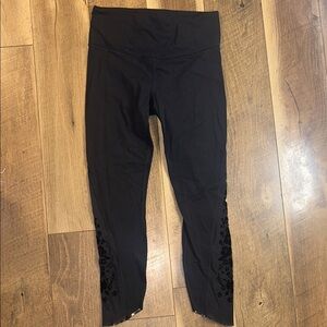 Athleta Black Leggings with Floral Detail